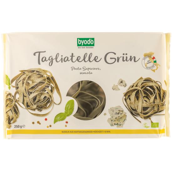Byodo Tagliatelle, zöld semola - bio, vegán 250g