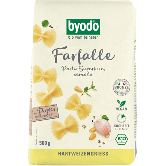 Byodo Farfalle, semola tészta - bio, vegán 500g