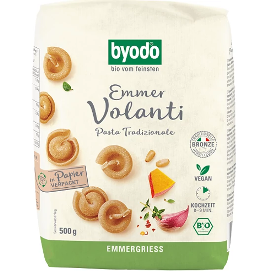 Byodo Volanti, nyári tönkölybúza tészta - bio, vegán 500g