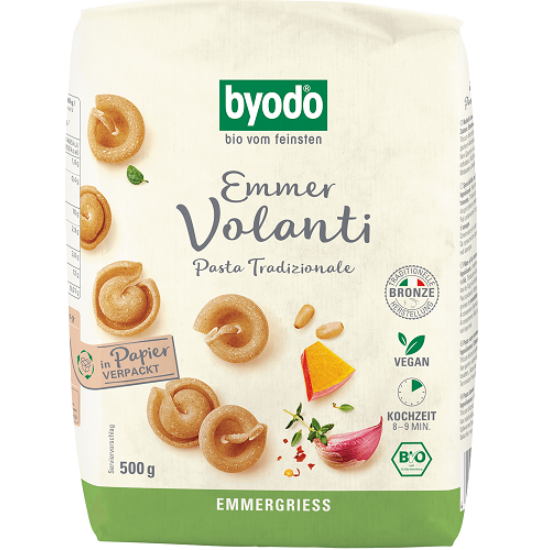 Byodo Volanti, nyári tönkölybúza tészta - bio, vegán 500g