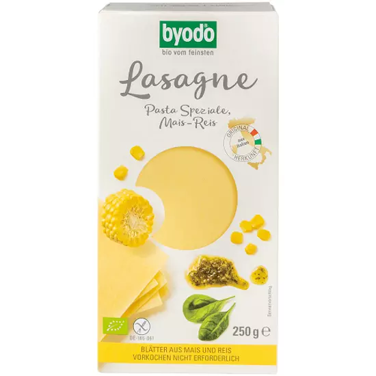 Byodo Lasagne, kukorica- és rizstészta - bio, gluténmentes, vegán 250g