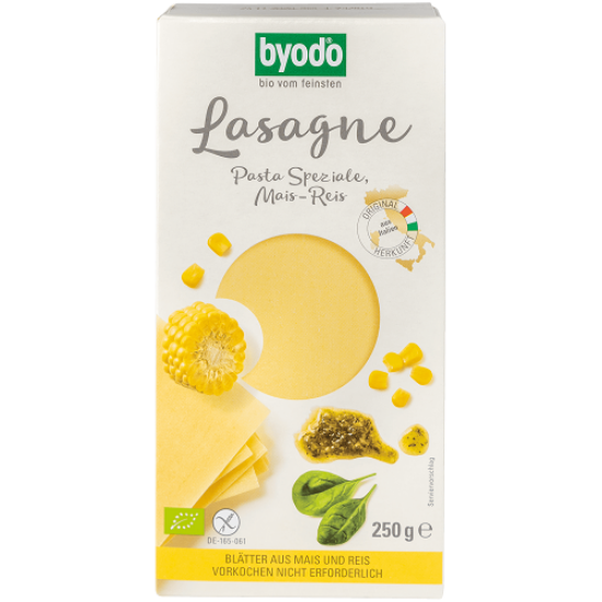Byodo Lasagne, kukorica- és rizstészta - bio, gluténmentes, vegán 250g