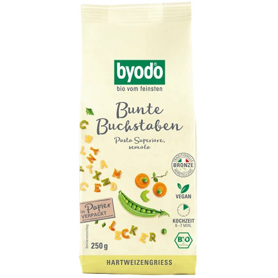 Byodo Semola színes betűtészta - bio, vegán 250g