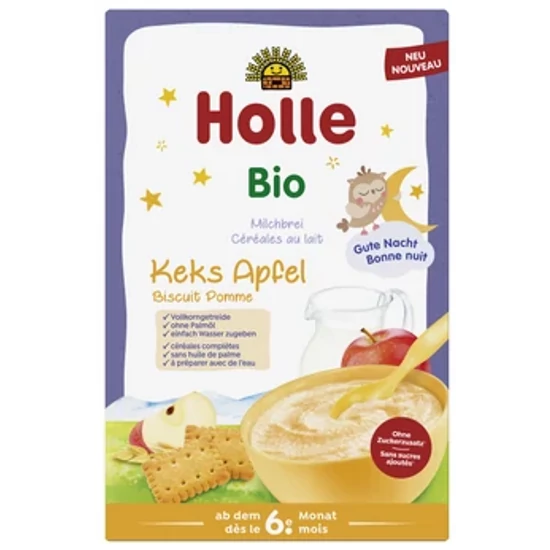 Holle Tejkása - Kekszes és almás 6 hónapos kortól - bio 250g