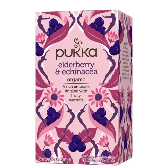 Pukka Elderberry &amp; Echinacea Bodza echinacea tea 20 filter x 2g (40g)