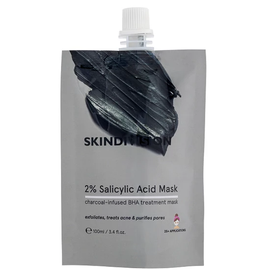 SkinDivision Mélytisztító arcmaszk 2% szalicilsavval és feketeszénnel 100ml